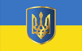 Glory to Ukraine, coat of arms, Ukraine, flag, yellow, blue HD wallpaper