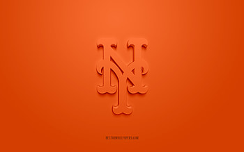 New York Mets emblem, creative 3D logo, orange background, American baseball club, MLB, New York, USA, New York Mets, baseball, New York Mets insignia HD wallpaper