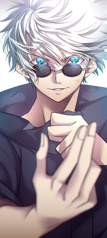 glasses, blue eyes, white hair, Satoru Gojo, Anime, Jujutsu Kaisen HD phone wallpaper