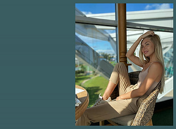 KRYSTAL BOYD ANJELICA EBBI, white gym shoes, spaghetti straps, khaki pants and top, blonde, sitting, wicker chair, long HD wallpaper