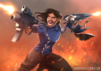 Winter Solider And Rocket Raccoon, rocket-raccoon, winter-solider, digital-art, artist, deviantart, artwork HD wallpaper