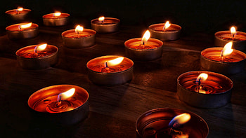 Candles Flame Fire On Wood Table Dark Background Dark Background HD wallpaper