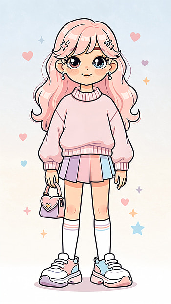 Pastel Kawaii Girl — Girly , Anime Girl, Pink Hair, Chibi HD phone wallpaper