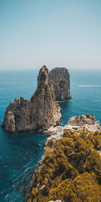 Capri Island, Coastal cliffs, que sea, Natural beauty HD phone wallpaper