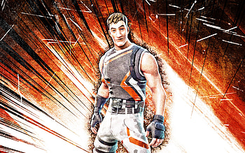 Devastator, grunge art, Fortnite Battle Royale, Fortnite characters, orange abstract rays, Devastator Skin, Fortnite, Devastator Fortnite HD wallpaper