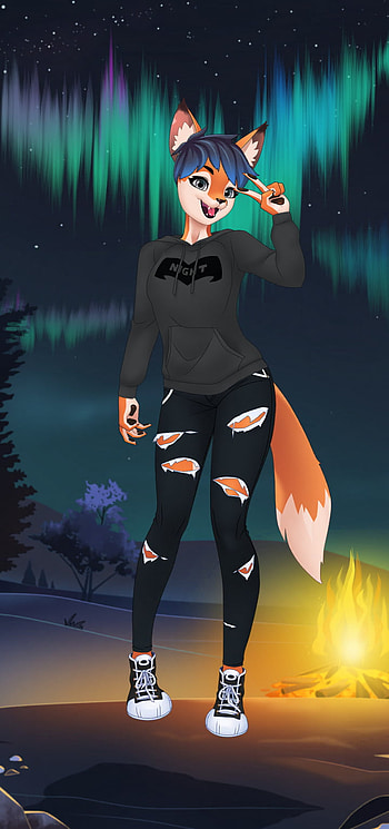 Furry fox, cartoon HD phone wallpaper