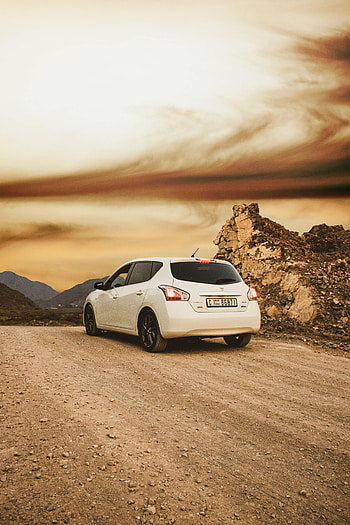 Nissan, Cars, Rocks, Road, Car, Back View, Rear View, Nissan Tilda HD phone wallpaper