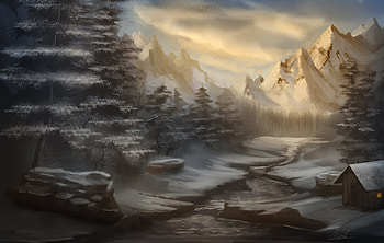 Snow Mountains Artwork, snow, mountains, artist, artwork, digital-art, deviantart HD wallpaper
