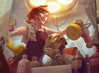 Barber for Bots — Sci‑Fi, Sci Fi, robot HD wallpaper