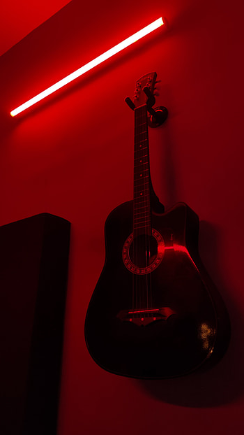 guitar, red, moody HD phone wallpaper