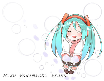 Hatsune Miku, winter, awesome, heads, cute, vocaloid, beauty, nice, miku, snowflakes, vocaloids, snow, hatsune, happy, footprints, skirt, program, smile, twintail, girl, headset, aqua, beautiful, diva, anime, pretty, aqua hair, cool, idol, virtual HD wallpaper