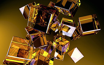 Abstract, Gold, Form, Flight, Glass, Cube HD wallpaper