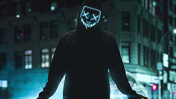 Neon Mask Guy Street , hoodie, anonymus, mask, artist, artwork, digital-art HD wallpaper