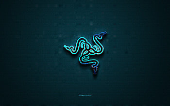 Razer blue logo, creative blue art, Razer emblem, dark blue background, Razer, logo, brands, Razer logo HD wallpaper