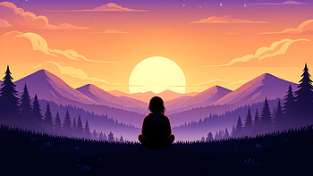 Mountain Meditation Peaceful And Grounding, mountain, meditation, mountains, trees, tree, sun, sky, artist, artwork, art, digital-art, ai, deviantart HD wallpaper