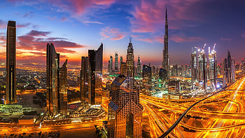 United Arab Emirates travels, Dubai urban skyline, Windows 10 spotlight HD wallpaper