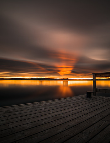 Nature, Sunset, Sky, Horizon, Pier HD phone wallpaper