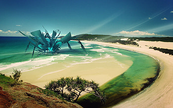 Abstract, Fantasy, Figure, Island, Robot, Improvisation HD wallpaper
