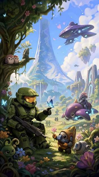 Halo, Space Marine, Alien, Spaceship HD phone wallpaper