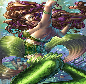 Little Mermaid, mermaid, water, airel, green HD wallpaper