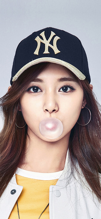 K-pop girl blowing bubble gum, Trendy and stylish, Asian pop inspiration, Bubble-blowing beauty HD phone wallpaper