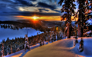 ღ.BREATHTAKING SUNSET.ღ, rays, covered, Trees, colors, Landscape, Mountains, wonderful, Sunsets, touching, scenery, snow, Forests, white trees, splendid, magnificent, R, light, Seasons, lovely, ice, colorful, natural, spectacular, frosty, Nature, beauty, Lakes, amazing, Clouds, Sky, Sunbeam, frozen, beautiful, Winter, splendor HD wallpaper