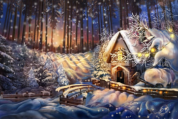 winterdream, winter, light, snow, house HD wallpaper