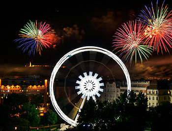 Celebration, fun, ferris wheel, night HD wallpaper