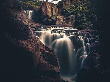 Waterfall, rocks, creek, water stream, nature HD wallpaper