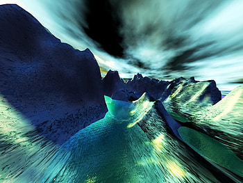 Neon Landscape, movement, flowing, blues, fractals, green, colors, center, fractal HD wallpaper