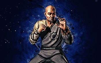 White Lotus Monk, , blue neon lights, Mortal Kombat Mobile, fighting games, MK Mobile, creative, Mortal Kombat, White Lotus Monk Mortal Kombat HD wallpaper