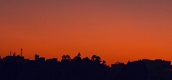 Silhouette, sunset, orange sky, minimal HD wallpaper