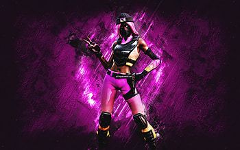 Fortnite Sunset Clash Skin, Fortnite, main characters, purple stone background, Sunset Clash, Fortnite skins, Sunset Clash Skin, Sunset Clash Fortnite, Fortnite characters HD wallpaper
