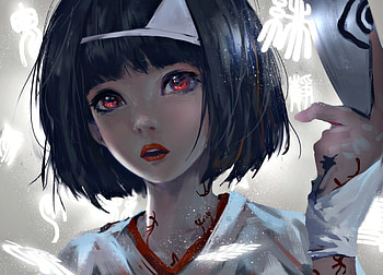 Nora, white, art, noragami, girl, woman, fantasy, wlop, red, luminos HD wallpaper