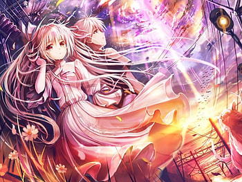 Yosuga no Sora Kasugano Sora, city, fwmalke, tears, town, girlk, long hair, sad, wind, crying, white hair, clouds, sky, dresss, male, sunset HD wallpaper