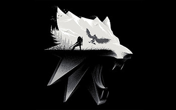 The Witcher, black and white wolf, Video game illustration, Wild hunt adventure HD wallpaper