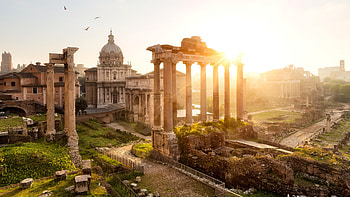 Forum Romanum beauty, Sun rays, Historic architecture, Old town charm HD wallpaper
