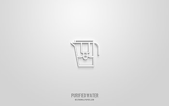 Purified water 3d icon, white background, 3d symbols, Purified water, food icons, 3d icons, Purified water sign, food 3d icons HD wallpaper