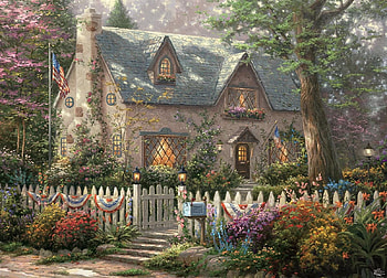 cottage, garden, house, england HD wallpaper