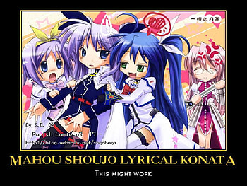 MAHOU SHOUJO LYRICAL KONATA, tsukasa, lucky star, fate, other, yuuno, mgln, artwork, magical girl lyrical nanoha, anime, konata, signum, nanoha HD wallpaper