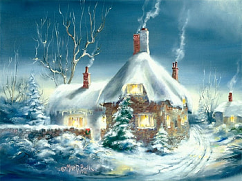 Winter, night, snow, house, tree HD wallpaper
