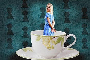 Teacup Alice, blue, teacup, alice, alone, girl, dress HD wallpaper