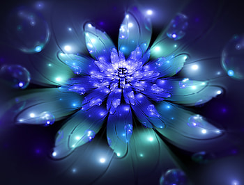Blue & bright flower, digital art HD wallpaper