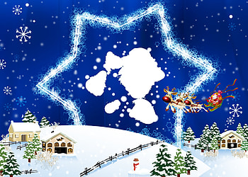 Holidays, New Year, Santa Claus, Deers, Christmas, Flight, Postcard, Star, Colorfully, Graphically HD wallpaper