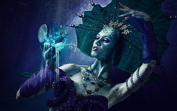 Mermaid, blue, sea, necklace, girl, beauty, woman, crown, purple, pink, fantasy, creature, water, queen HD wallpaper