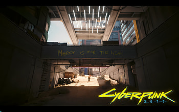 Mercy is for the weak, Cyberpunk 2077, cyberpunk cityscape, cyberpunk, cityscape HD wallpaper