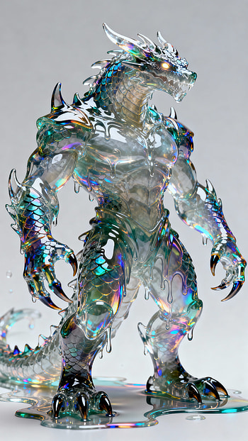 Prismatic Glass Drake — Iridescent Crystal Dragon HD phone wallpaper