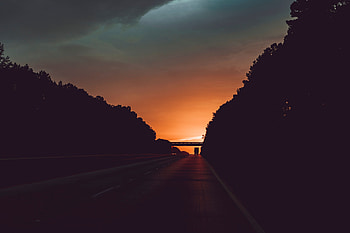 Sunset, Twilight, Clouds, Dark, Road, Traffic, Movement, Dusk HD wallpaper