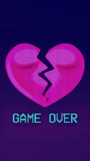 Game Over, Heart symbol, Emotional impact, Love for gaming HD phone wallpaper