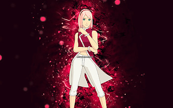 Sakura Uchiha, , purple neon lights, Fortnite Battle Royale, Fortnite characters, Sakura Uchiha Skin, Fortnite, Sakura Uchiha Fortnite HD wallpaper